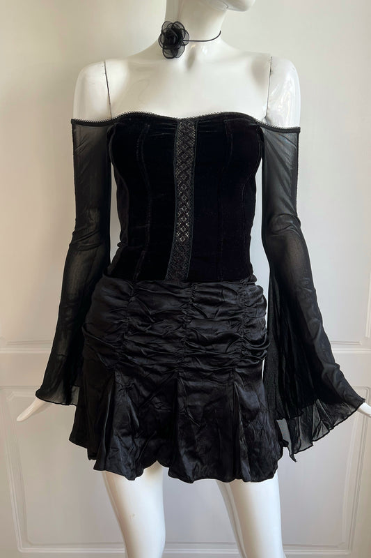 1990's Black Corset Style Top
