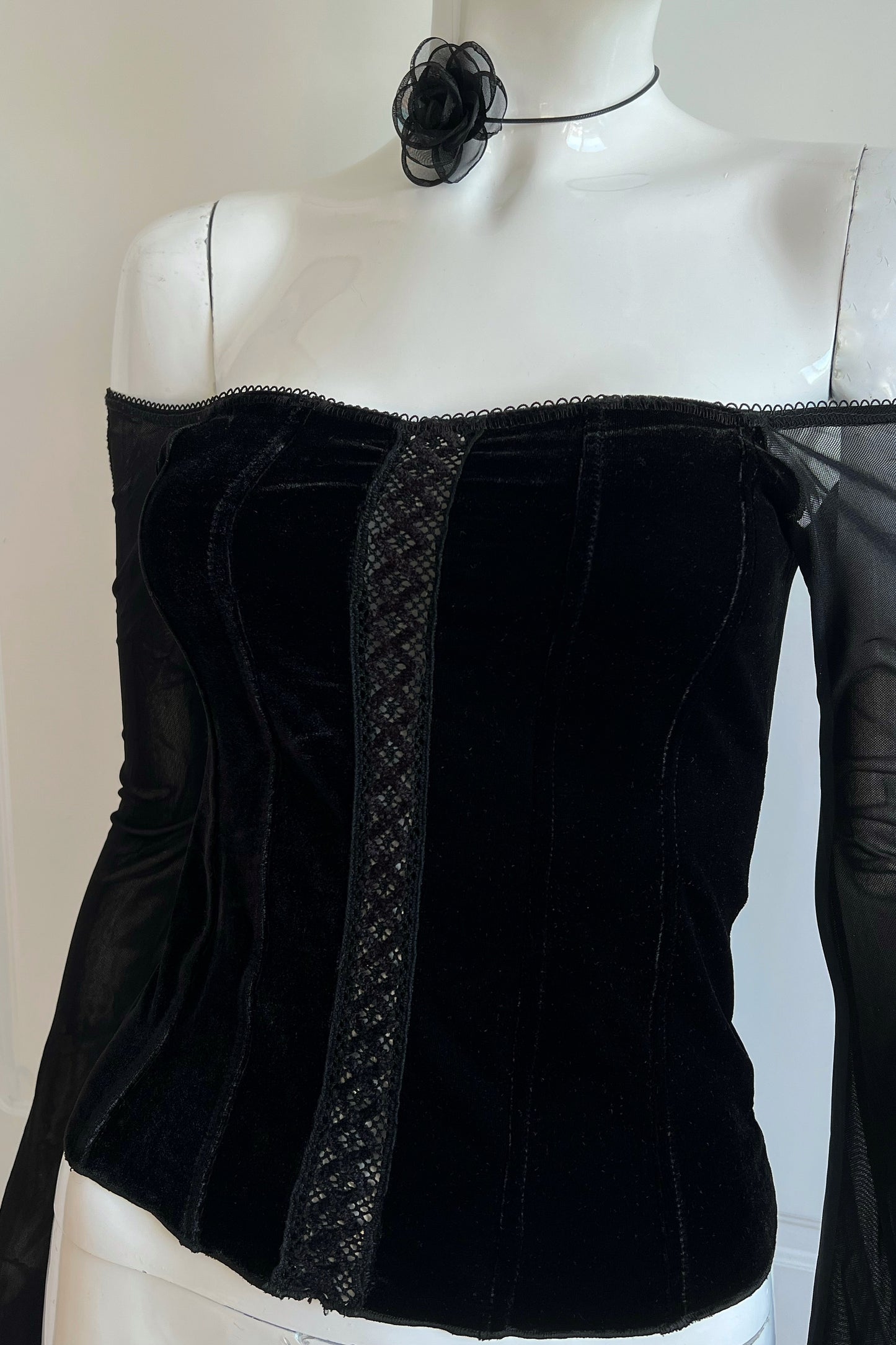 1990's Black Corset Style Top