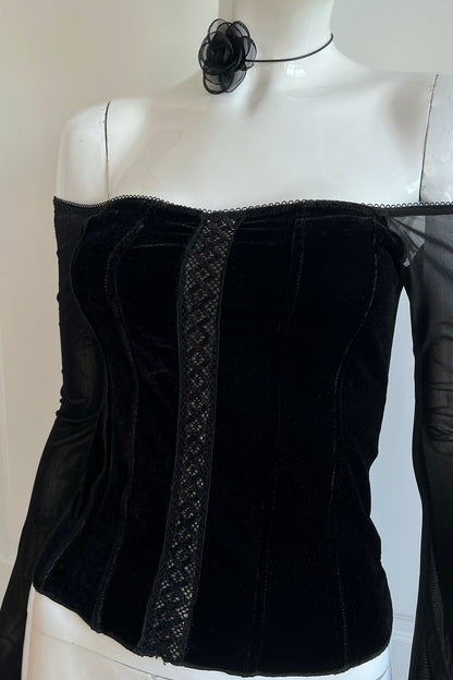1990's Black Corset Style Top