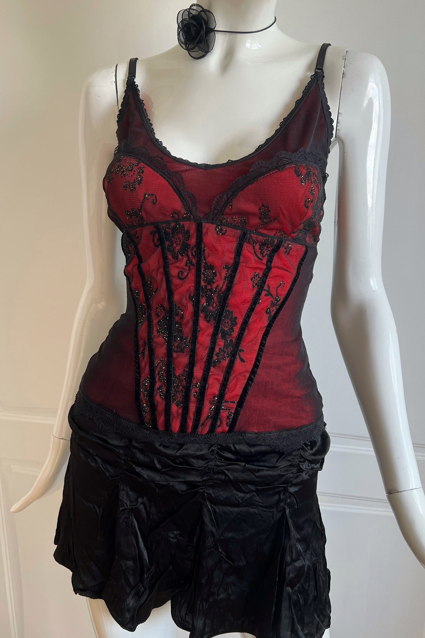 1990's Wine Red Corset Style Camisole