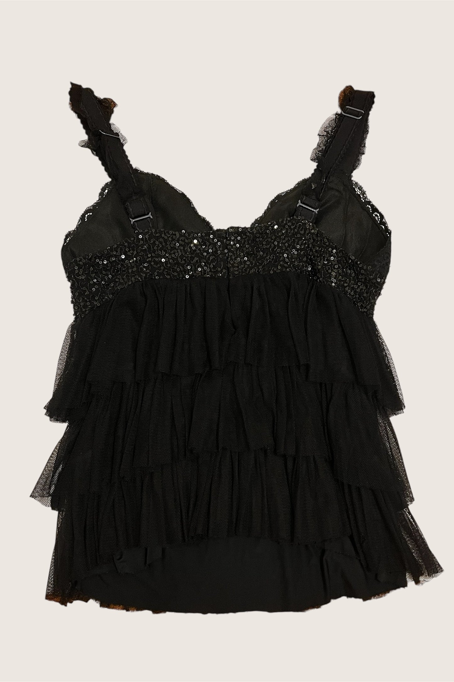 Vintage Designer Black Cascading Top