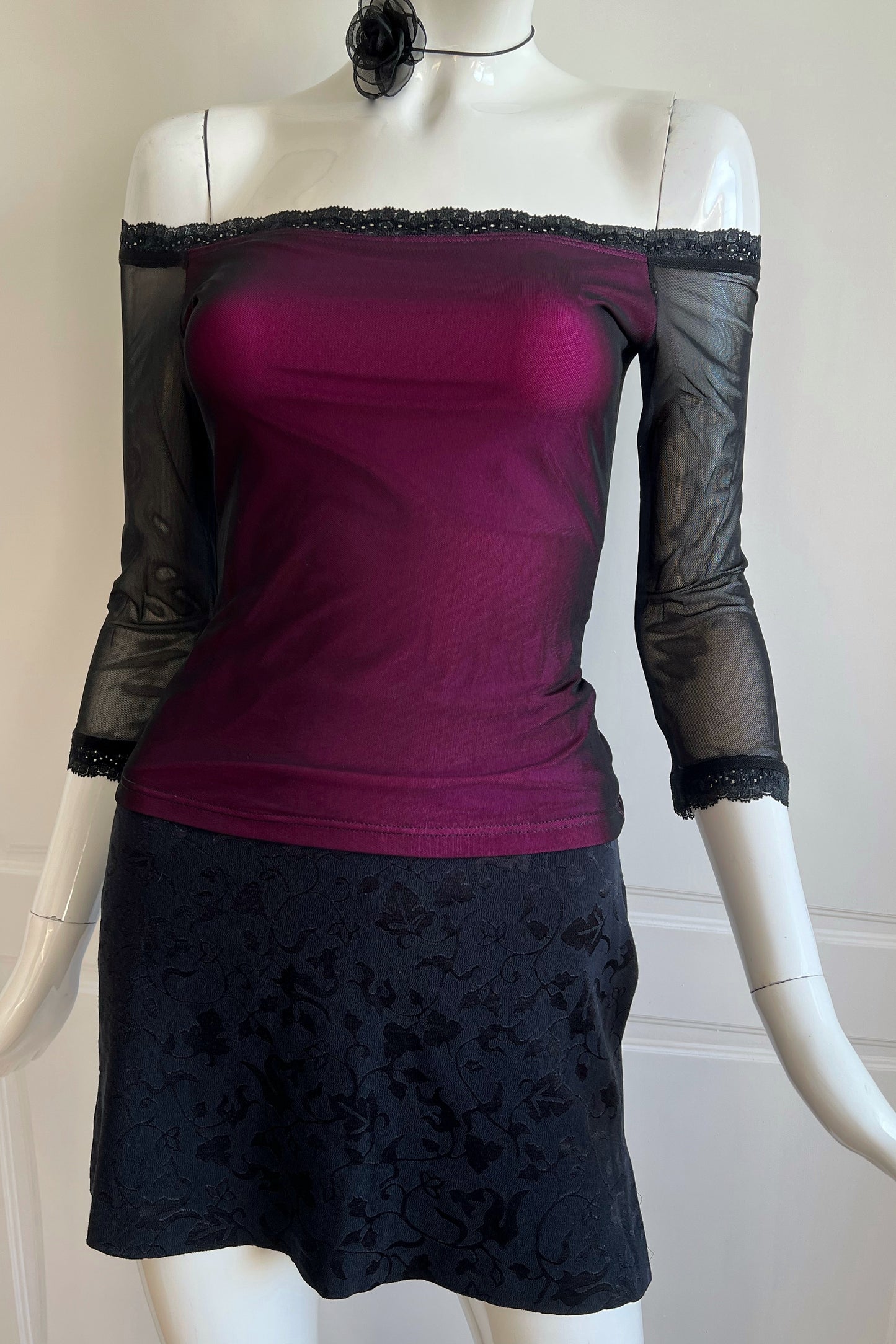 1990's Overlay Off-Shoulder Top