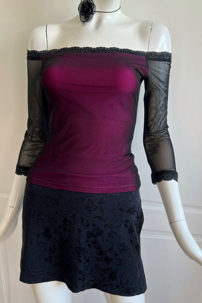 1990's Overlay Off-Shoulder Top