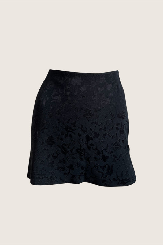 Vintage Black Floral Mini Skirt