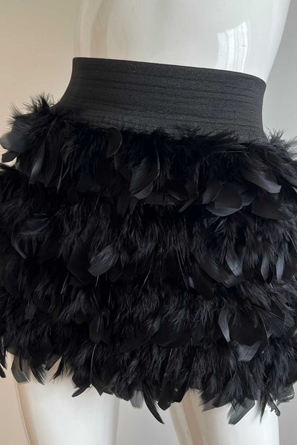 Black Feather Mini Skirt