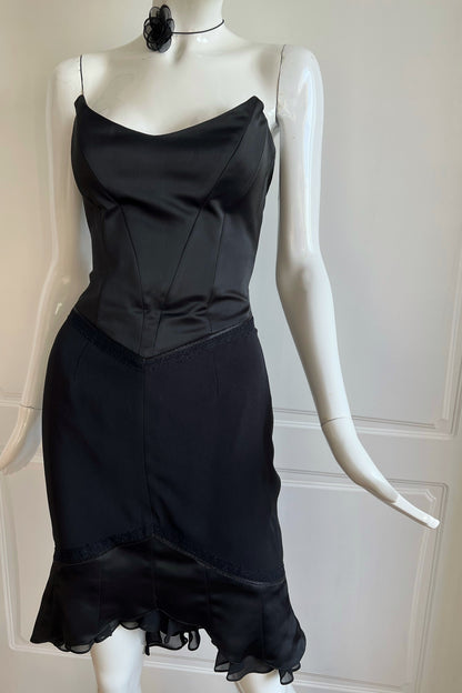 1990's Little Black Corset Dress