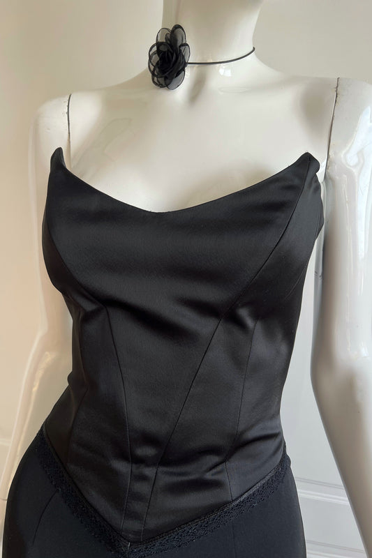 Vintage 1990's Black Corset Dress