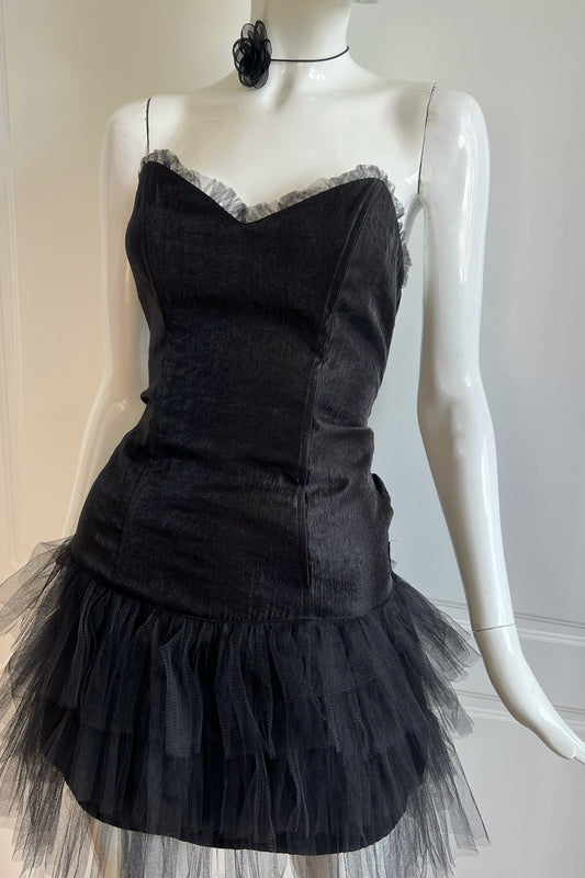 Vintage Black Swan Mini Dress