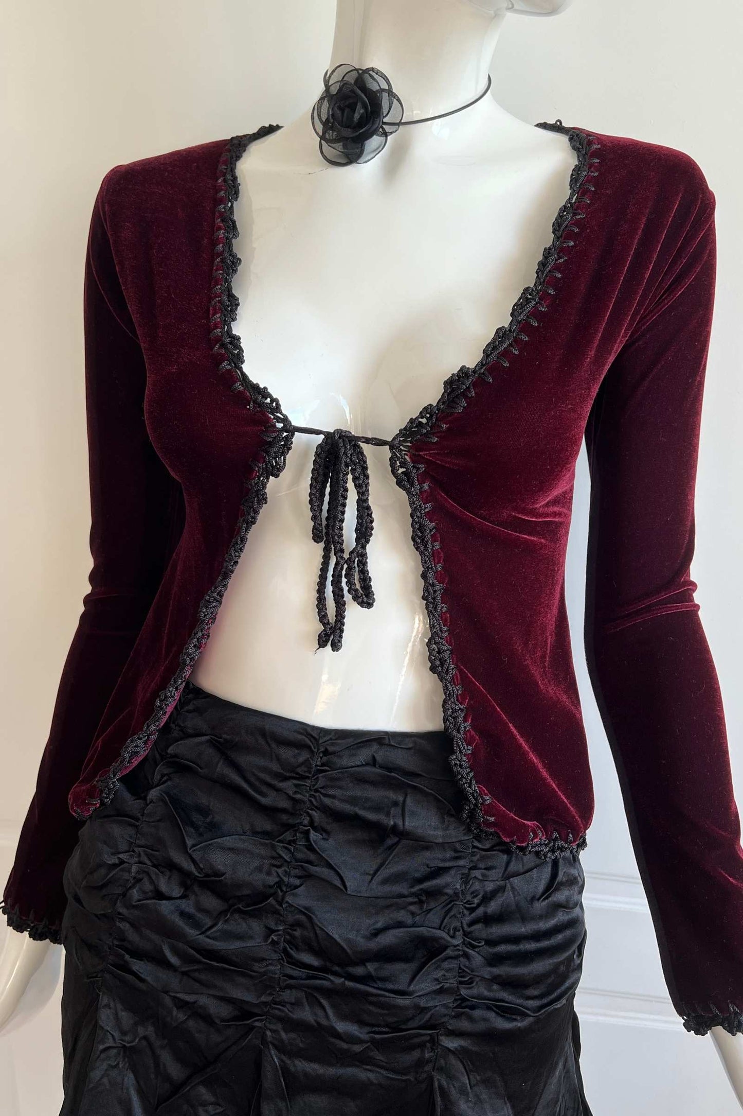 1990's Burgundy Velour Cardigan