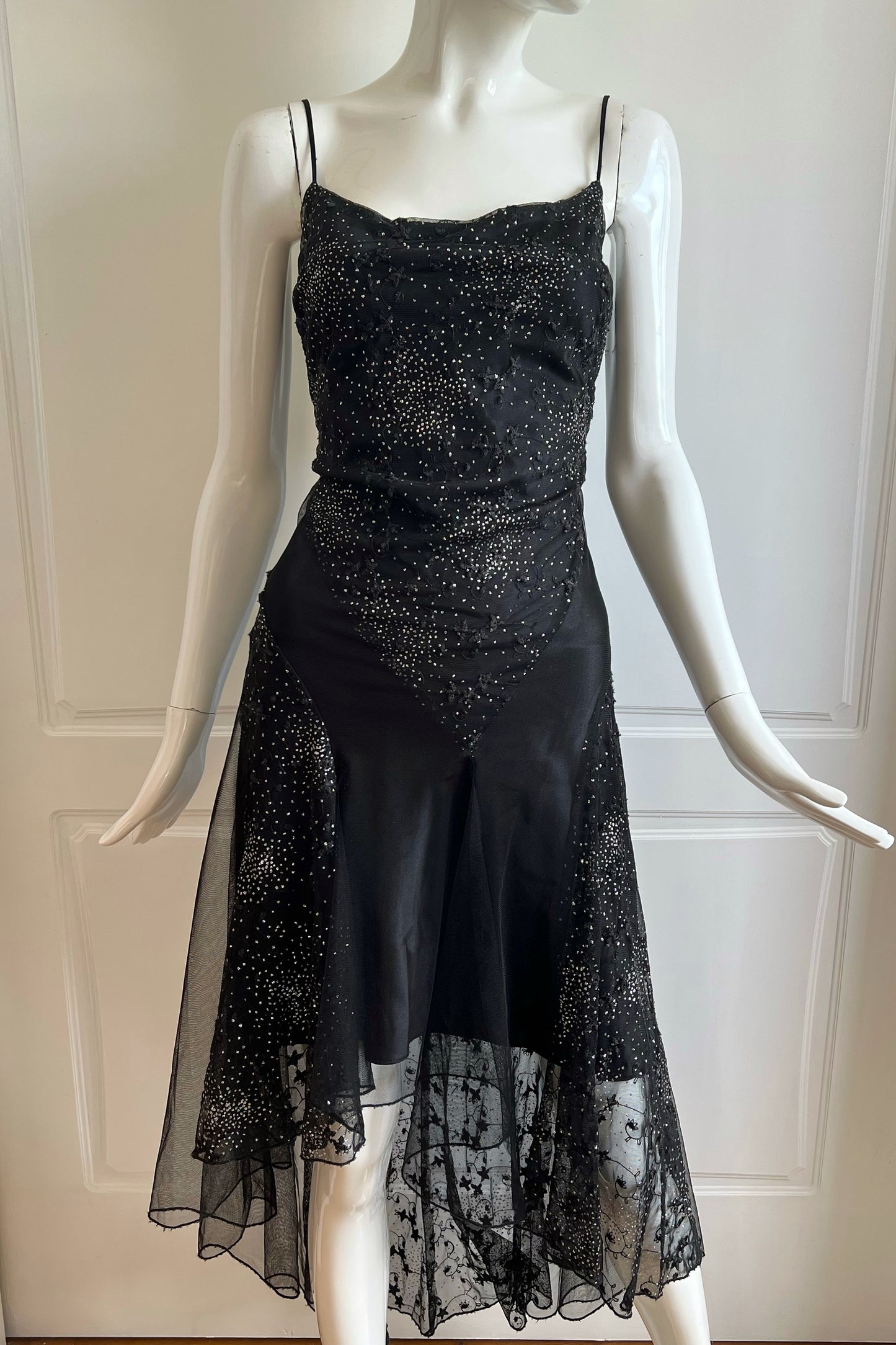 Black Asymmetrical Open Back Dress