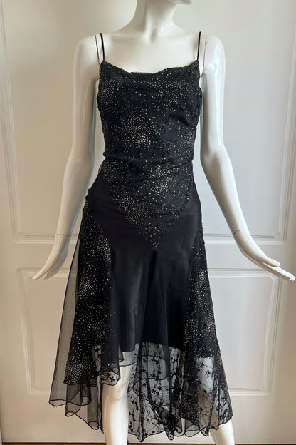 Black Asymmetrical Open Back Dress