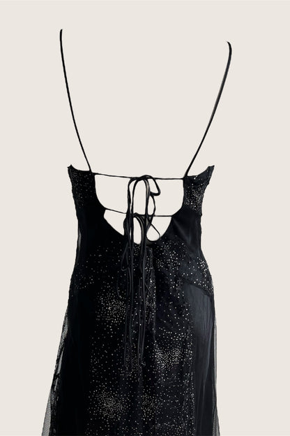 Black Asymmetrical Open Back Dress