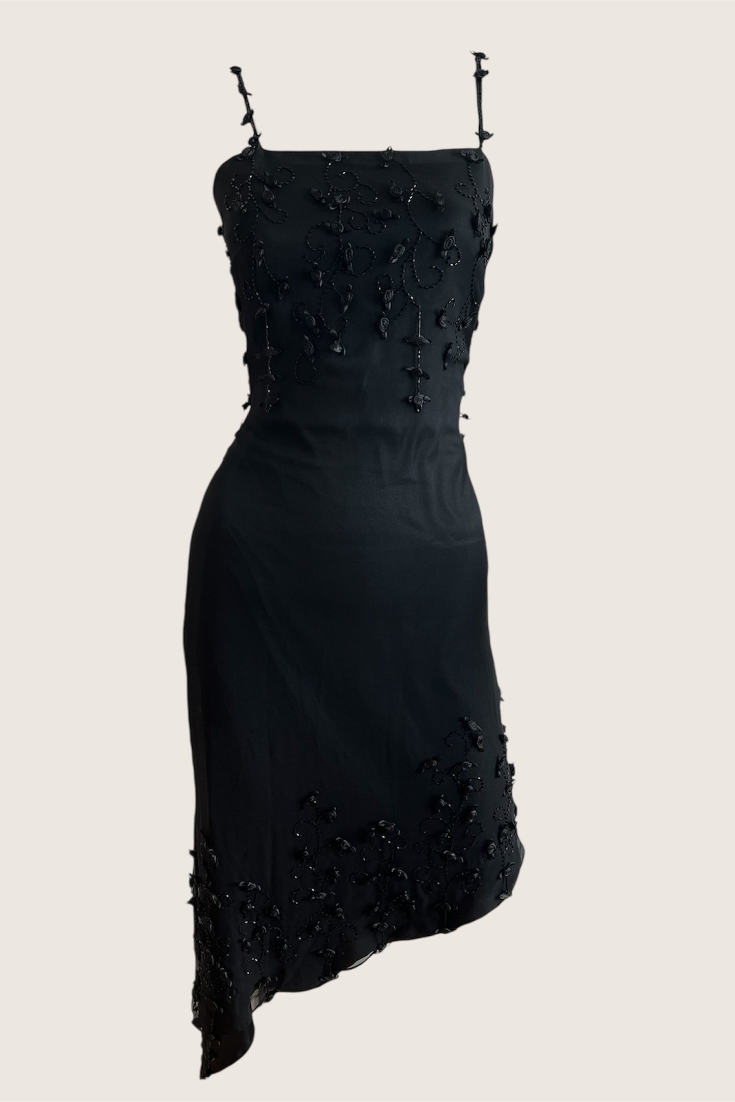 Vintage 1990's Black Rosette Dress