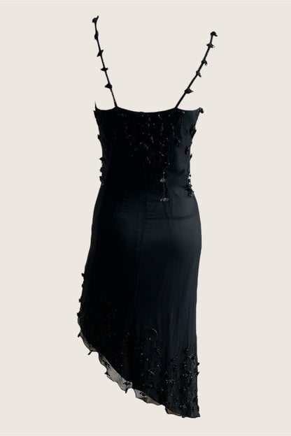 Vintage 1990's Black Rosette Dress
