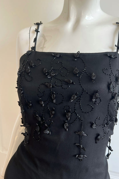 Vintage 1990's Black Rosette Dress