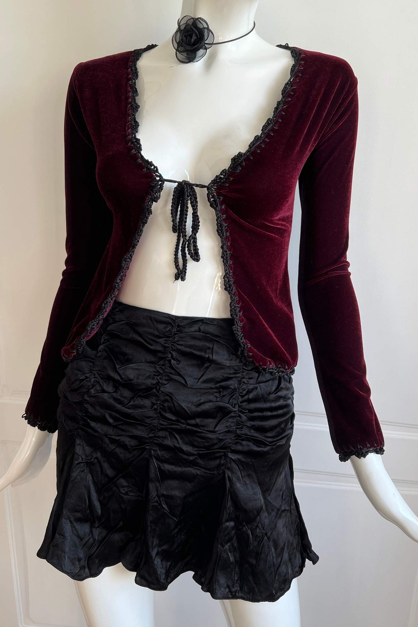 1990's Burgundy Velour Cardigan