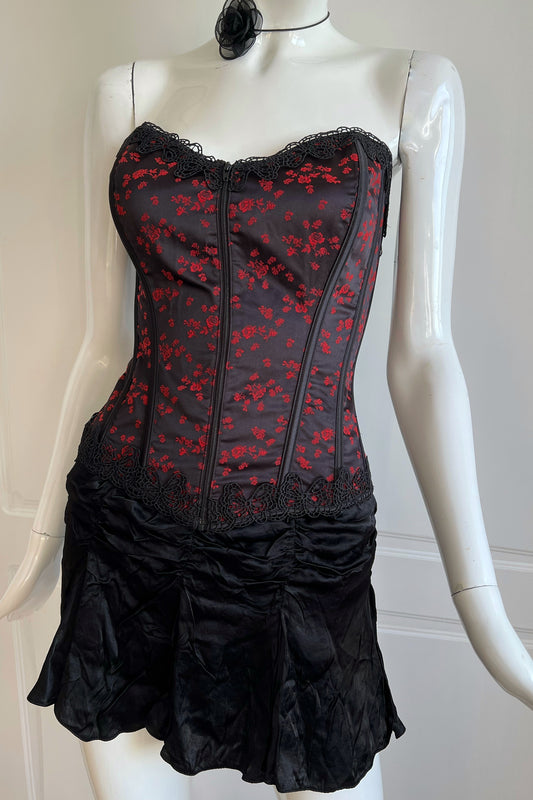 Vintage Black Floral Corset