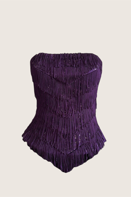 Purple Tassel Lace-Up Corset