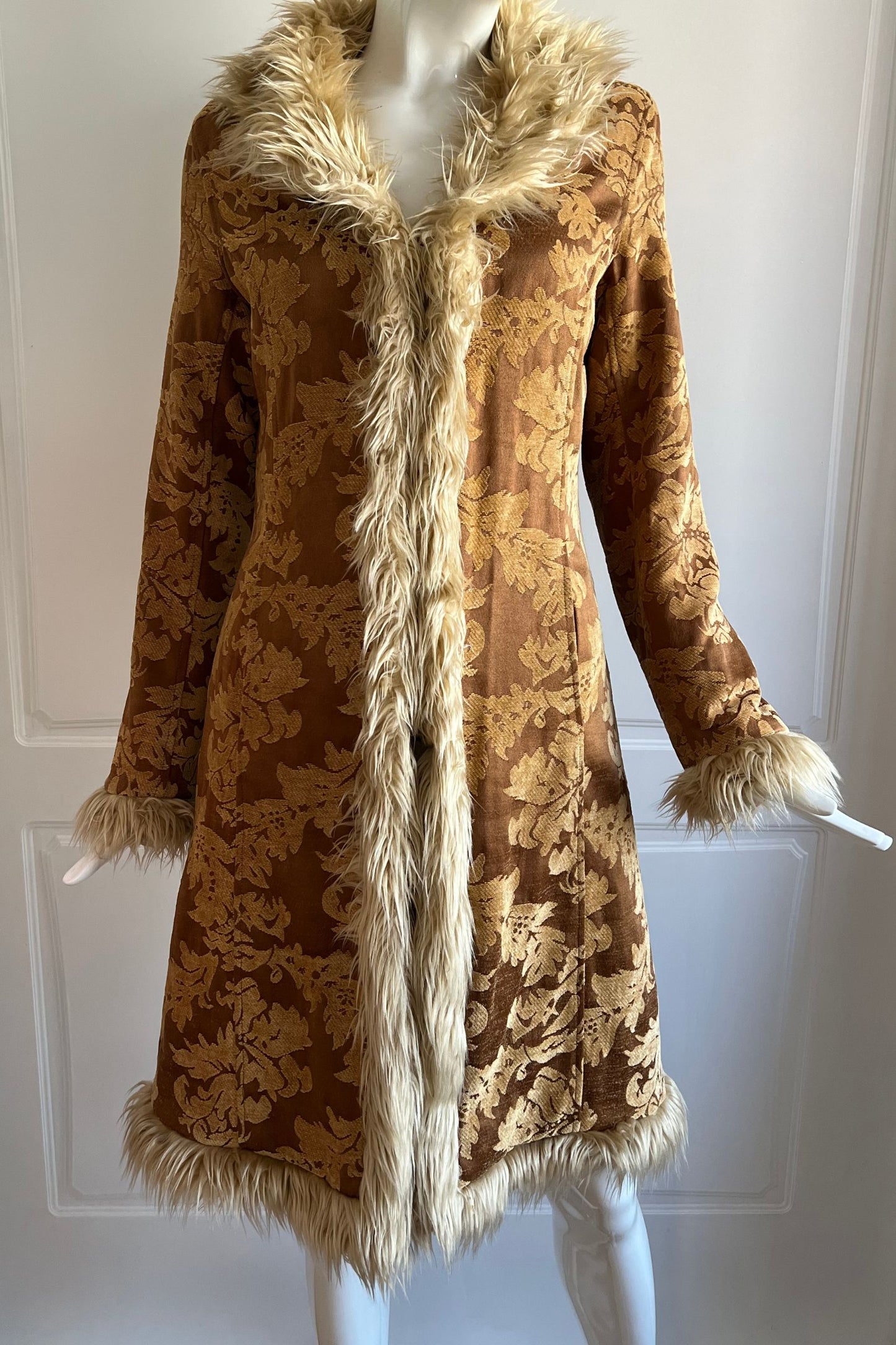 Vintage Caramel Brown Faux Fur Penny Lane Coat