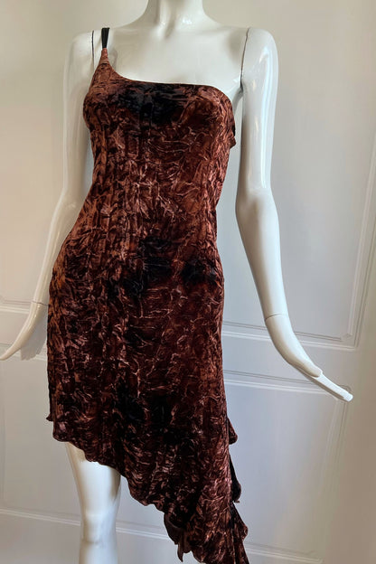 Chocolate Brown Crushed Velour Dress