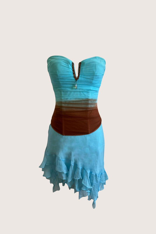 Luxurious Designer Silk Mermaid Corset & Skirt Ensemble