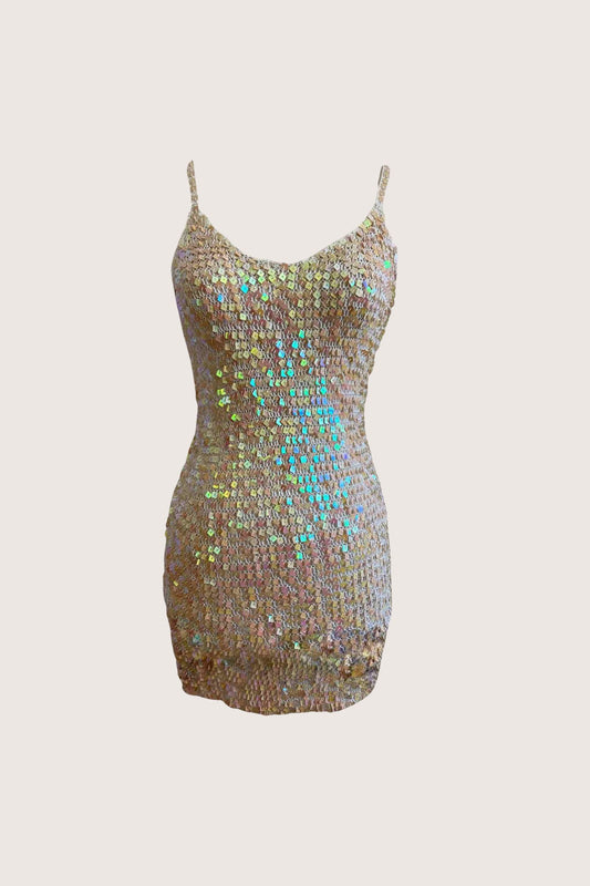 Vintage Iridescent Mini Crochet Dress