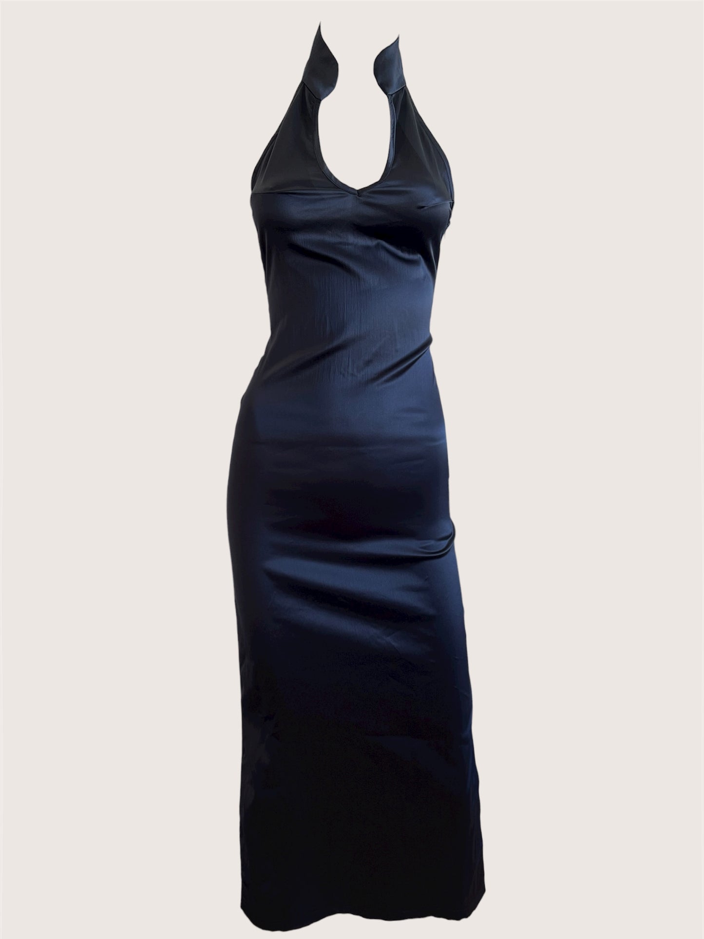 1990's Luxurious Black Satin Dragon Dress