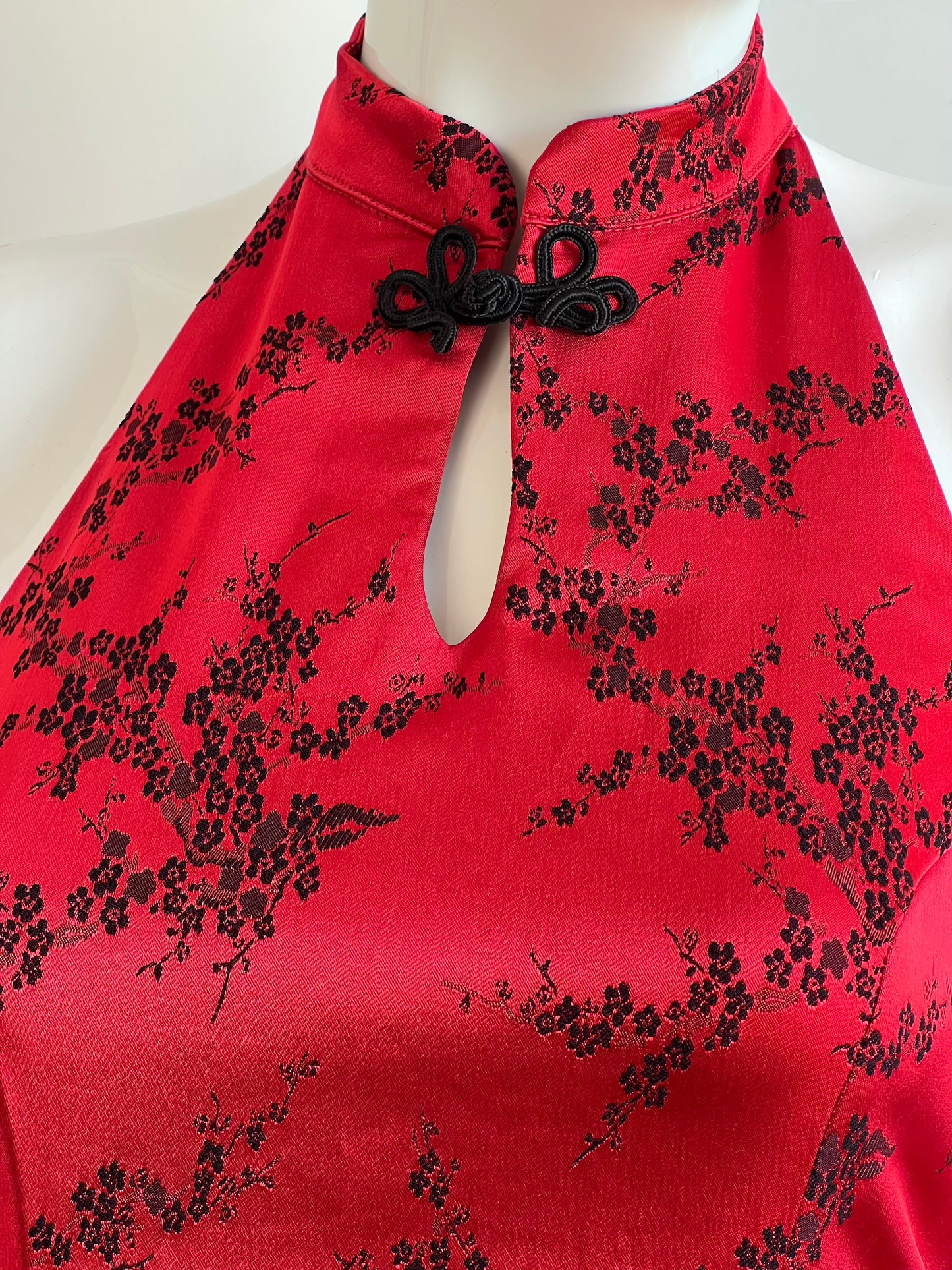 Vintage Red Halter Qipao Inspired Dress