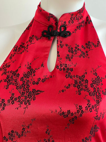 Vintage Red Halter Qipao Inspired Dress