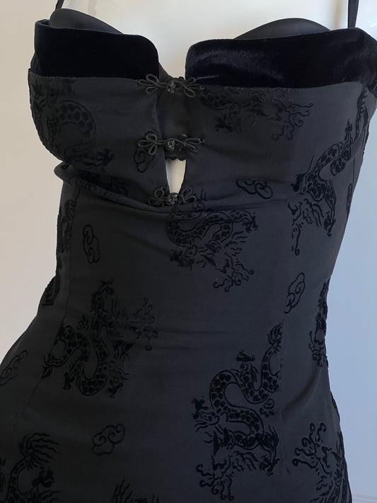 Luxurious Designer Little Black Dragon Dress