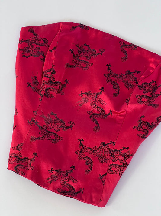 2000's Red Dragon Print Corset