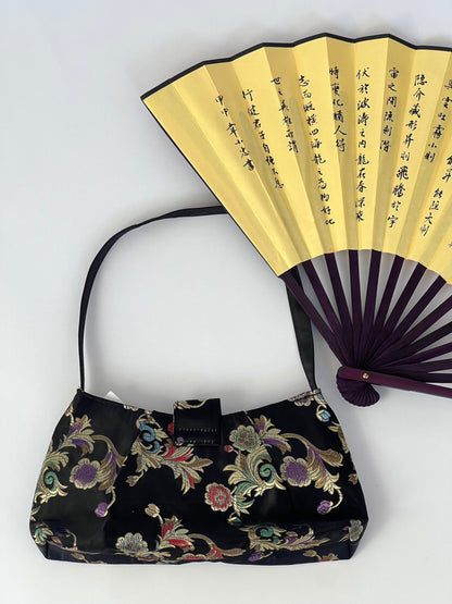 Black Jacquard Baguette Bag