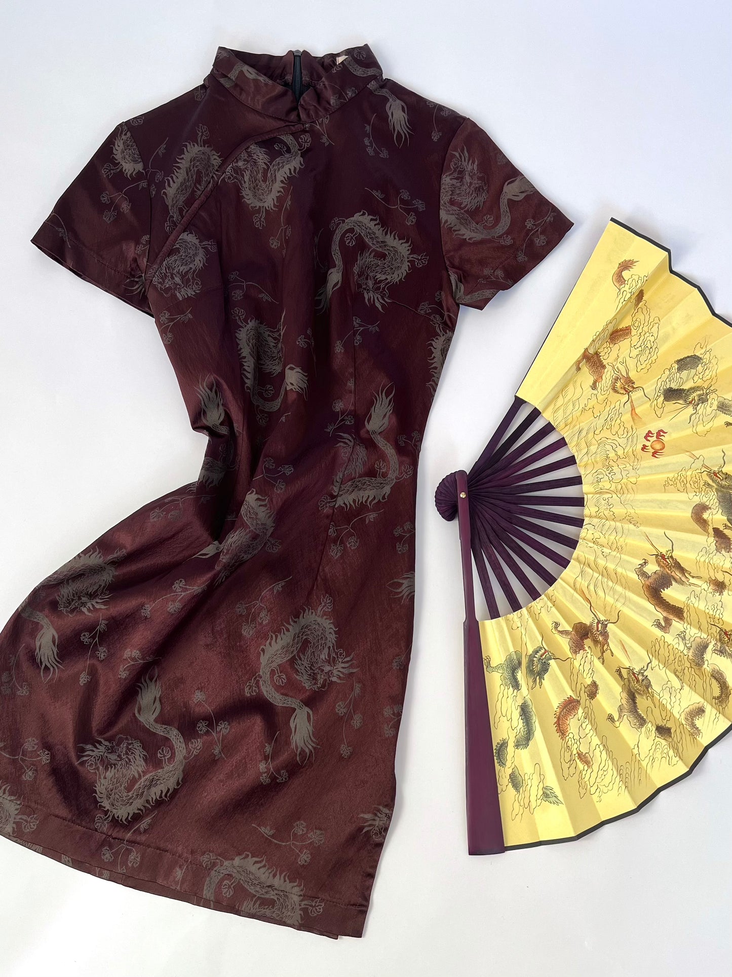 2000's Brown Qipao Mini Dress