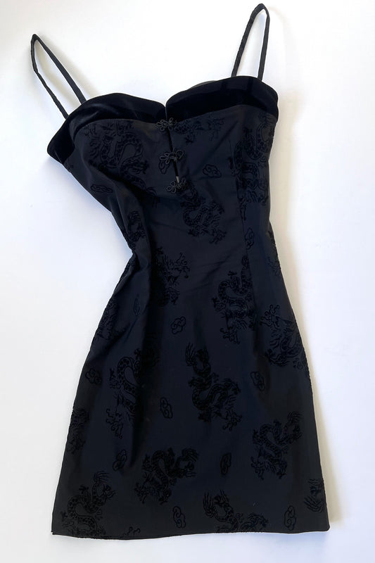 Luxurious Designer Little Black Dragon Dress