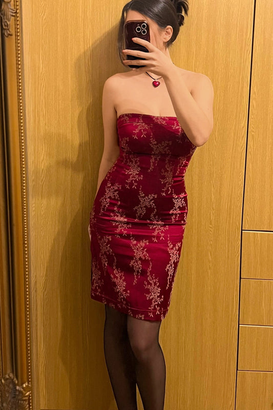 1990's Classic Wine Red Dress