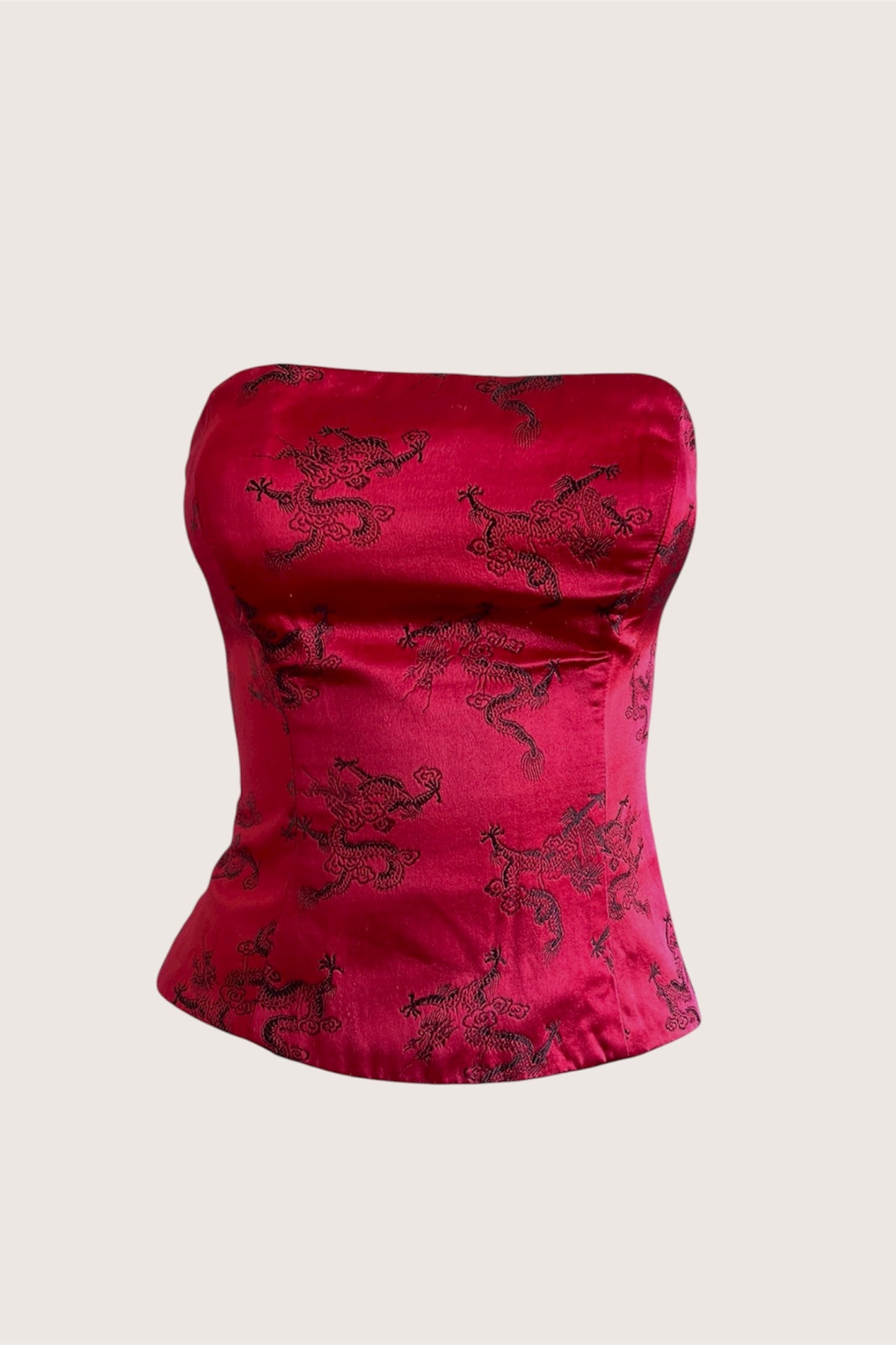 2000's Red Dragon Print Corset