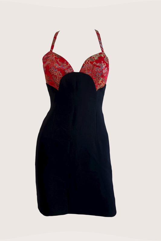 Vintage Chinoiserie Little Black Dress