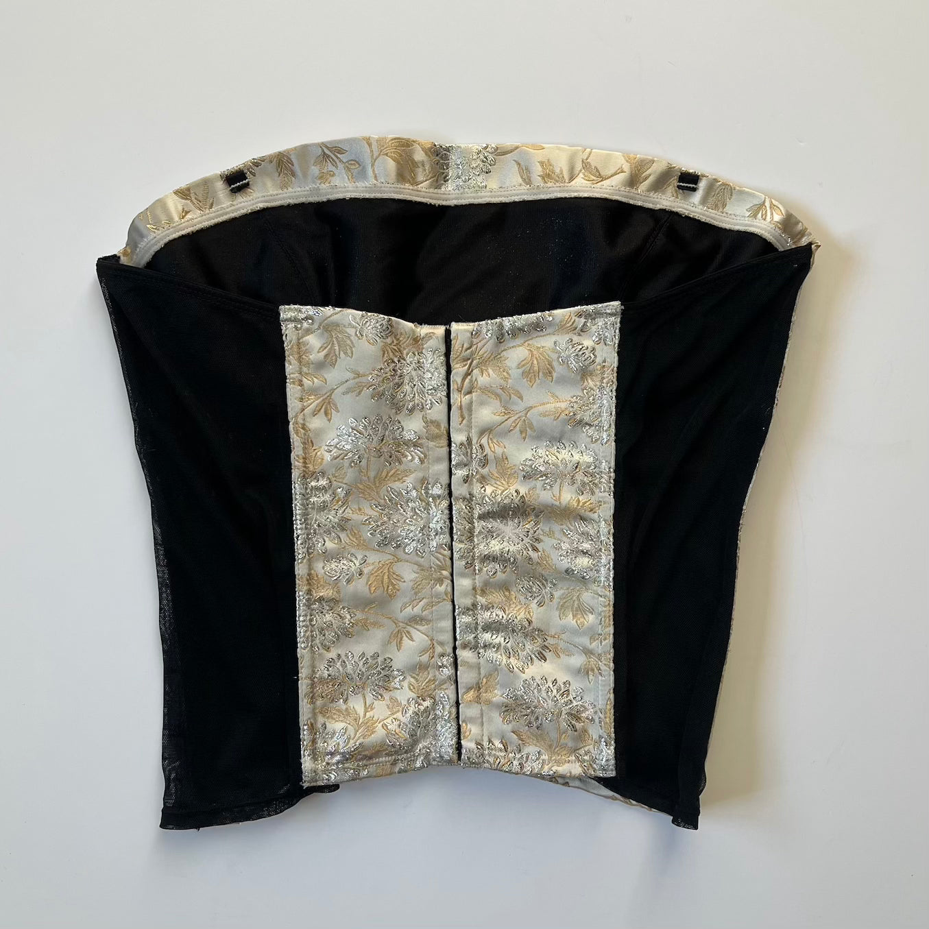 2000's Gold Jacquard Corset Top
