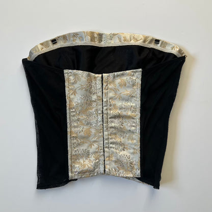 2000's Gold Jacquard Corset Top