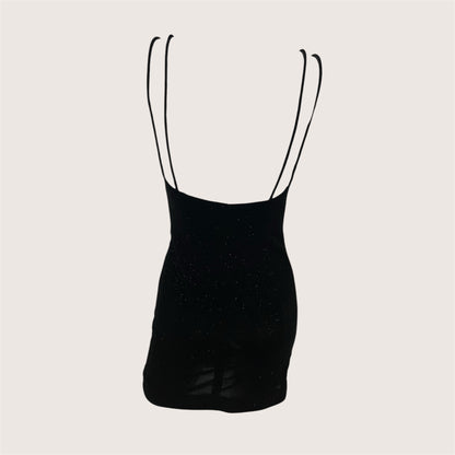 2000's Little Black Velour Bustier Dress