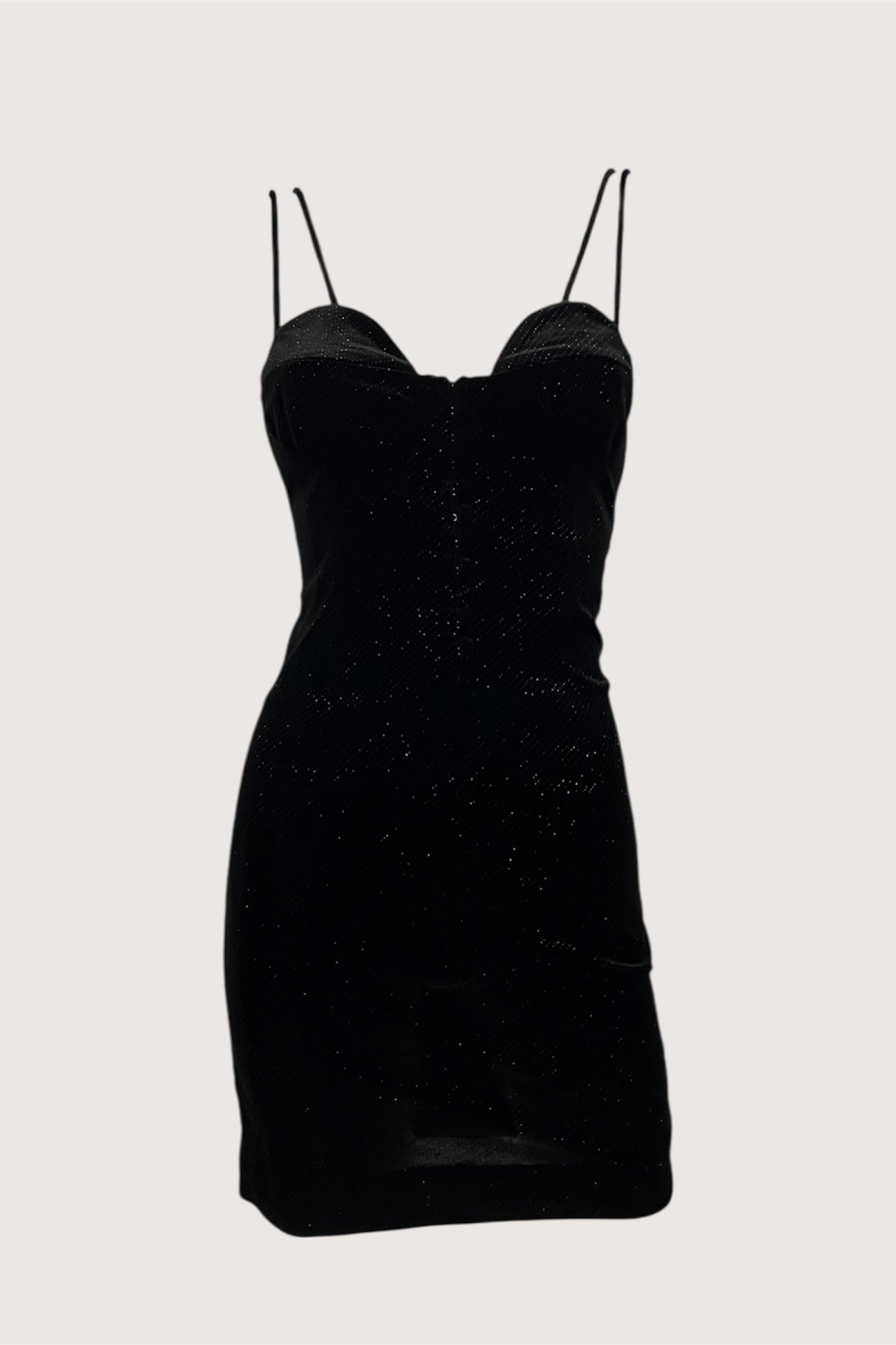 2000's Little Black Velour Bustier Dress