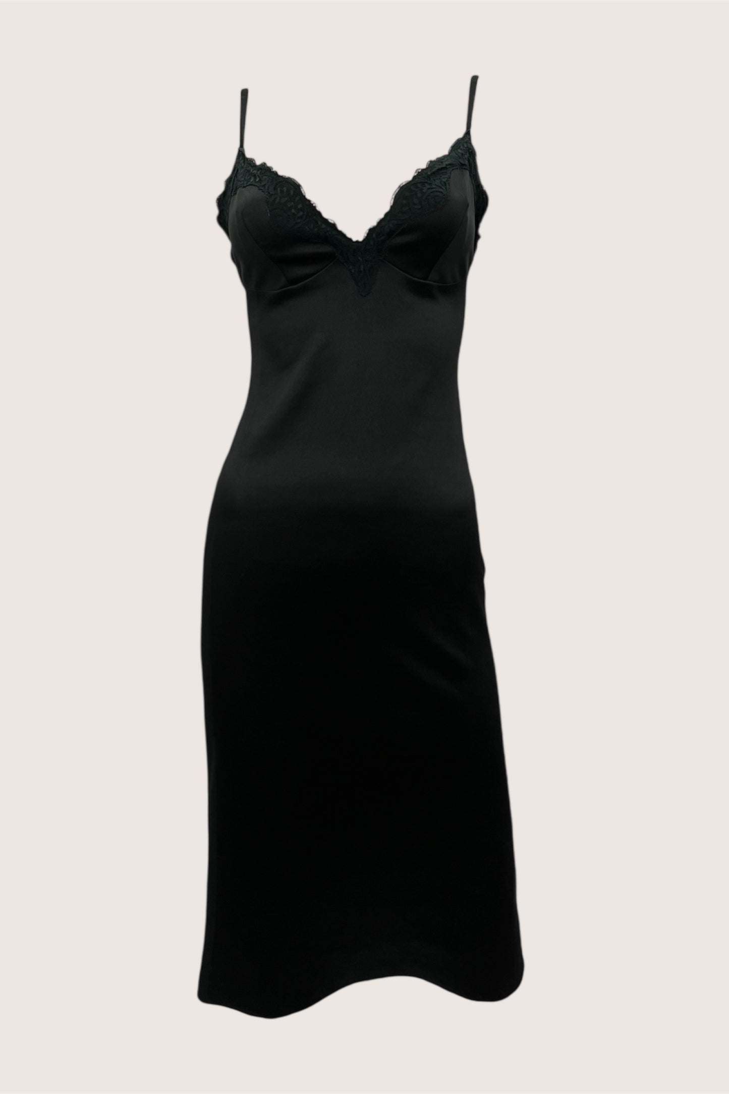 1990's Black Midi Slip Dress