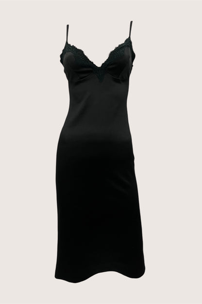 1990's Black Midi Slip Dress