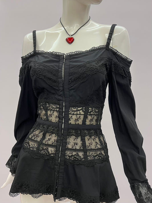 Luxurious Designer Vintage Black Corset Top