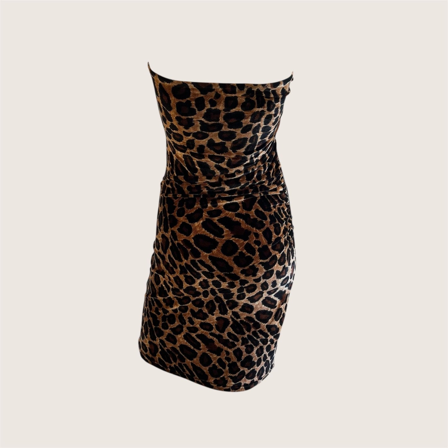 1990's Leopard Print Velour Mini Tube Dress