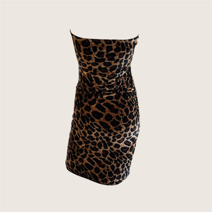 1990's Leopard Print Velour Mini Tube Dress