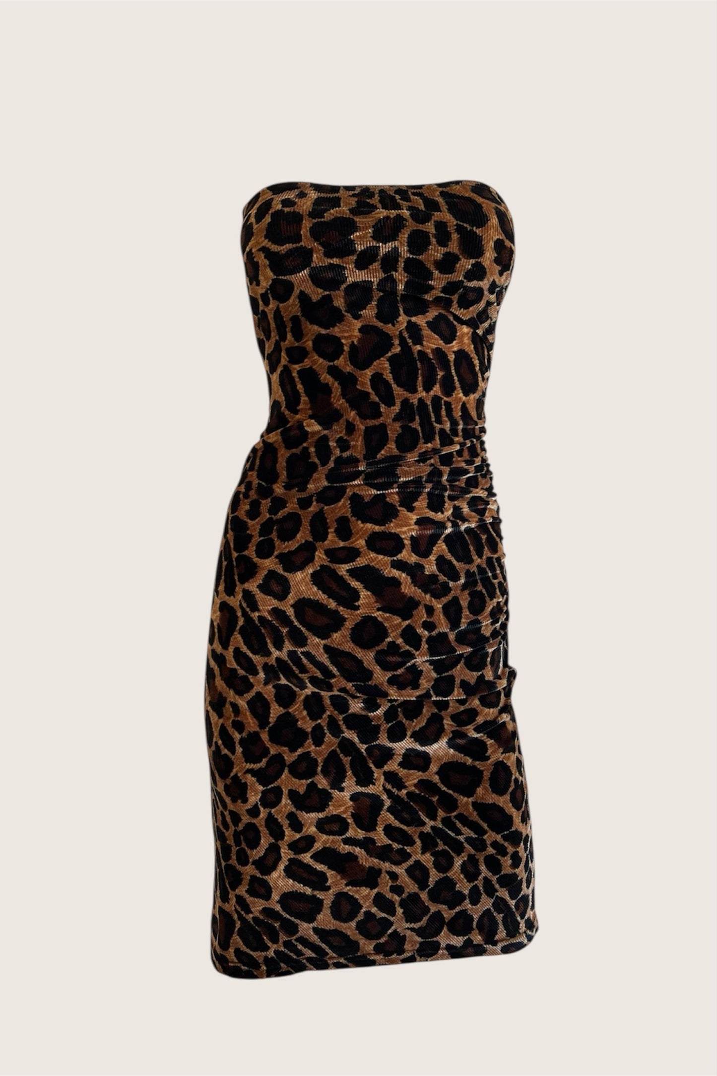 1990's Leopard Print Velour Mini Tube Dress