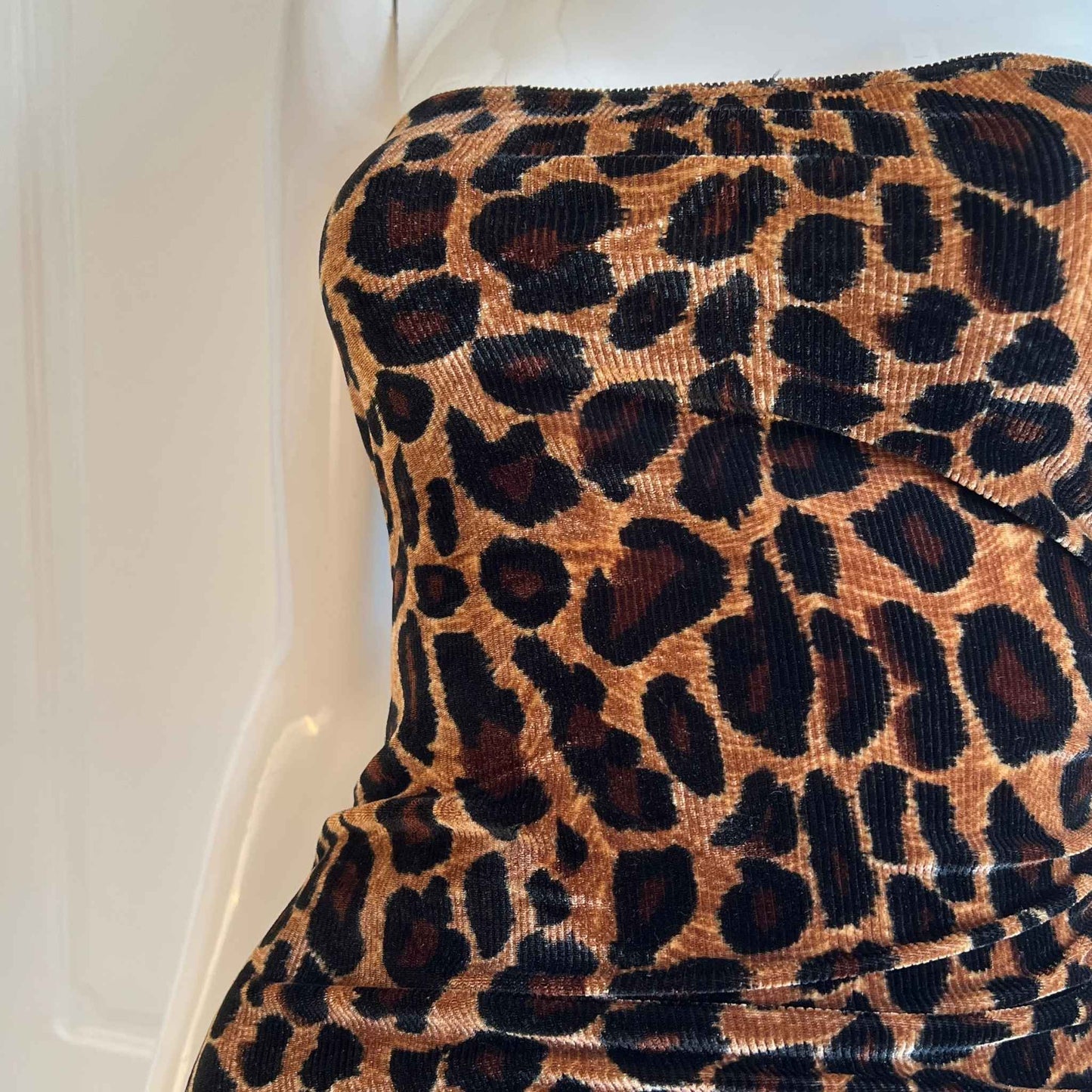 1990's Leopard Print Velour Mini Tube Dress