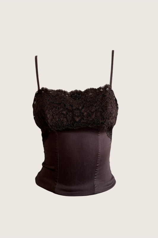 1990's Italian Espresso Brown Bustier Top