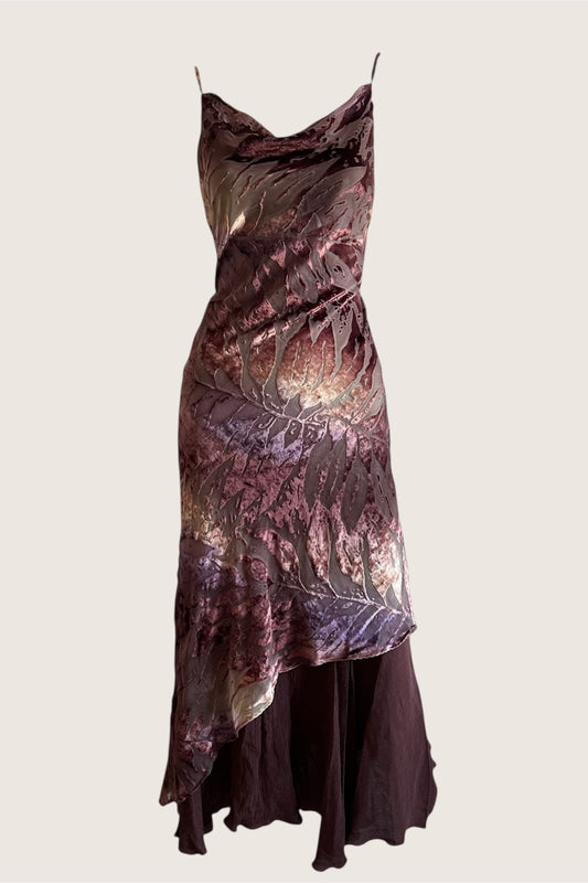 Vintage Dusty Brown Velvet Slip Dress